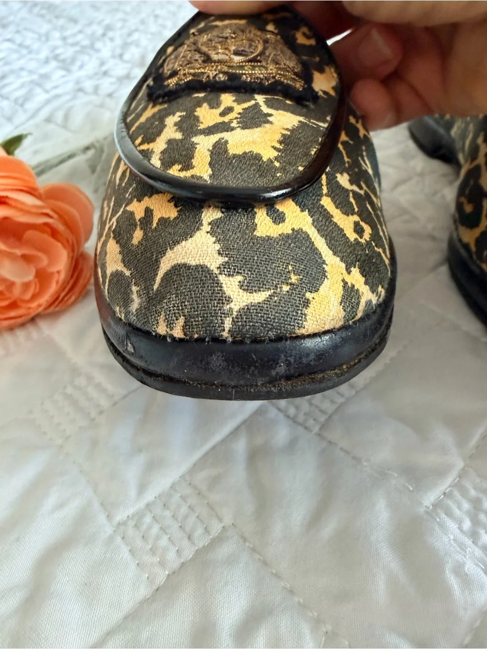 Belgian Shoes Leopard Print Crest Loafers Flats Made in Belgium Women’s 7.5